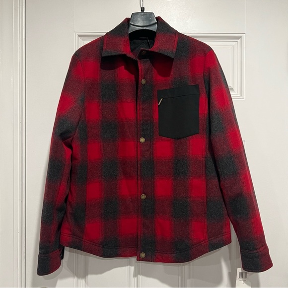 Pendleton Plaid Jacket Medium Western Wear Zip Snap Buffalo Red Checkered Wool
